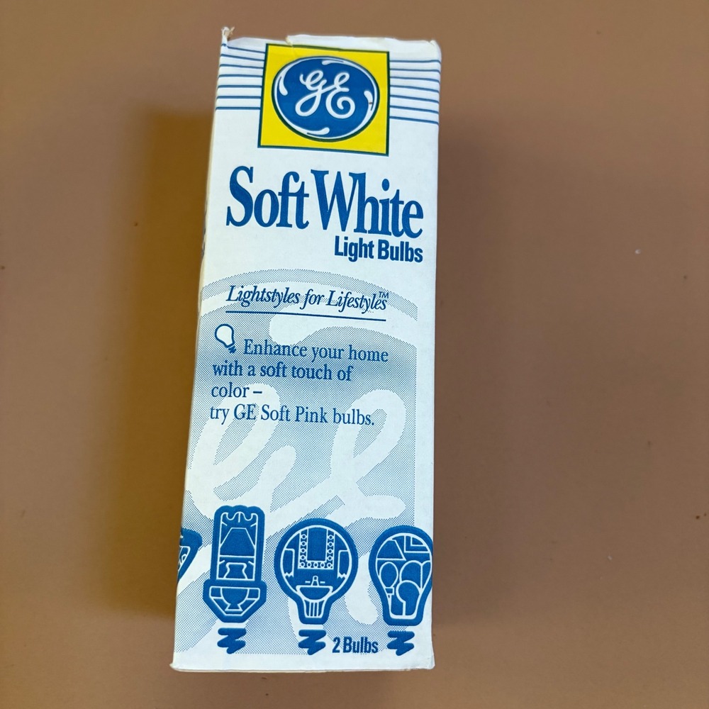 GE Soft White 75W 120V Incandescent Light Bulbs 2 Pack Vintage GE Logo